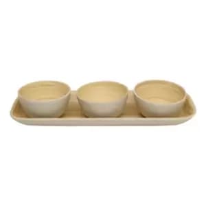 Natural Interiors Bamboo Set Of 3 Serving Bowls On Tray