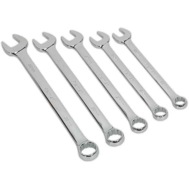 Loops 5pc LARGE Combination Spanner Set - 22mm to 32mm - 12 Point Ring & Open Wrench Multi