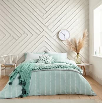 Helena Springfield Aqua Polyester Clipped 'Chambray' Jacquard Duvet Cover Set - double