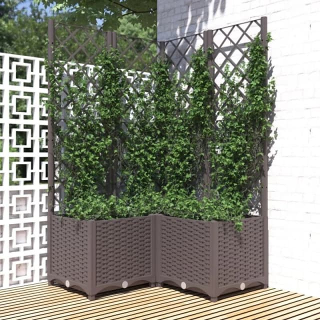 vidaXL Garden Planter w/ Trellis Brown 80x80x136cm PP, Brown 318265