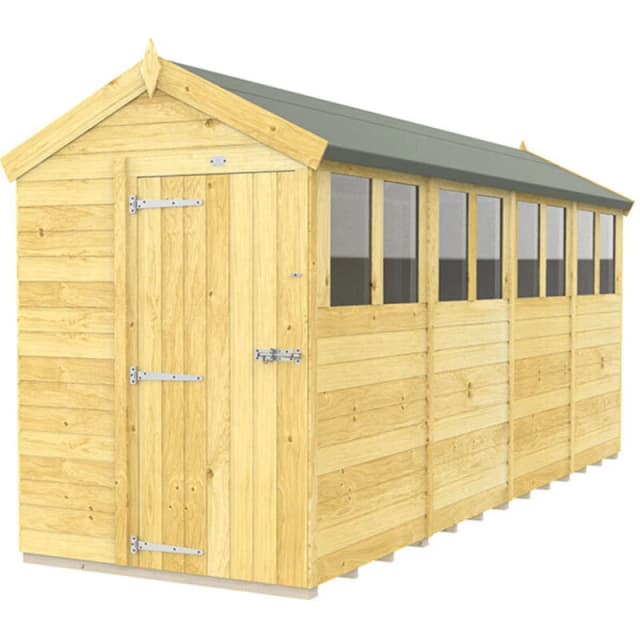 Flat Pack Sheds DIY Sheds 5 x 16 Apex Shed, Brown 5X16AFF