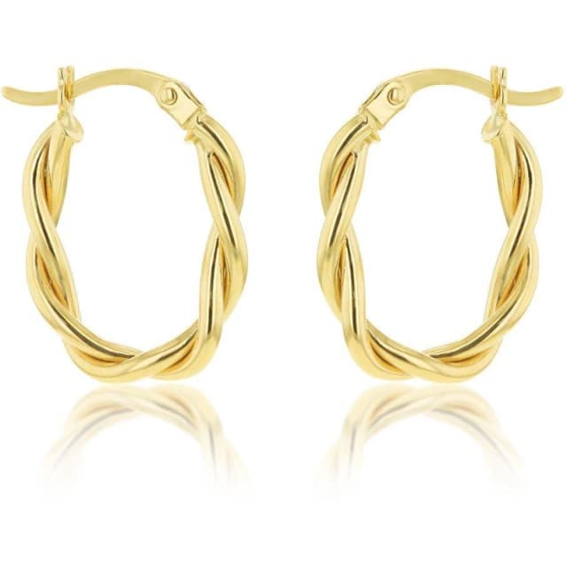 Be You 9ct Gold Twist Oval Hoop Earrings Yellow Gold female One Size