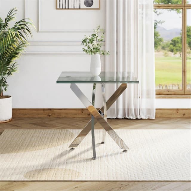 Kabinet UK Modern Futuristic Glass Coffee End Table Silver unisex One size