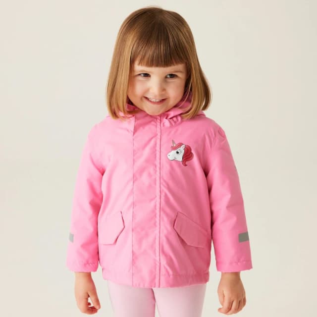 Regatta Girls Animal Rainy Day Waterproof Jacket 48-60 Months (104-110cm) Luna the Unicorn Sweet Pink RKP276G-DAL-48