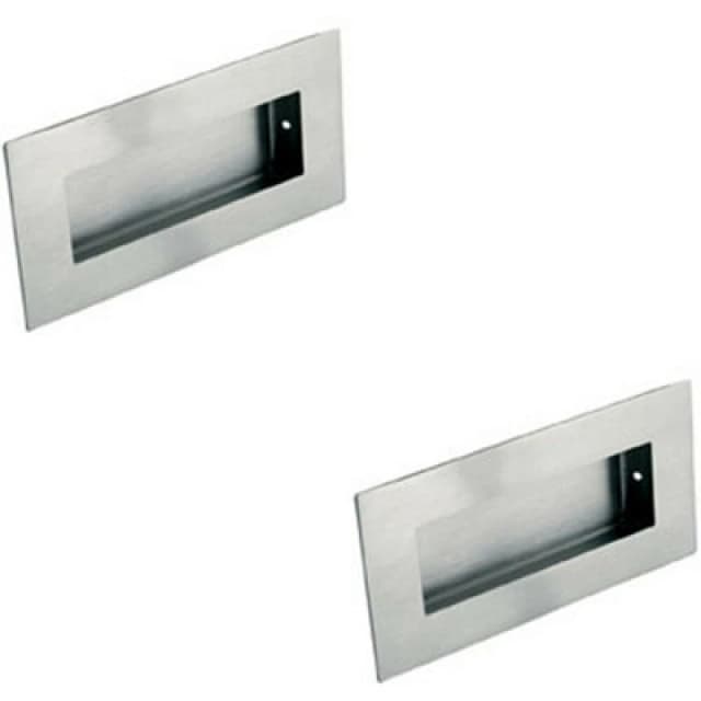 Loops 2x Low Profile Recessed Flush Pull 102 x 51mm 10mm Depth Satin Stainless Steel Metallics unisex