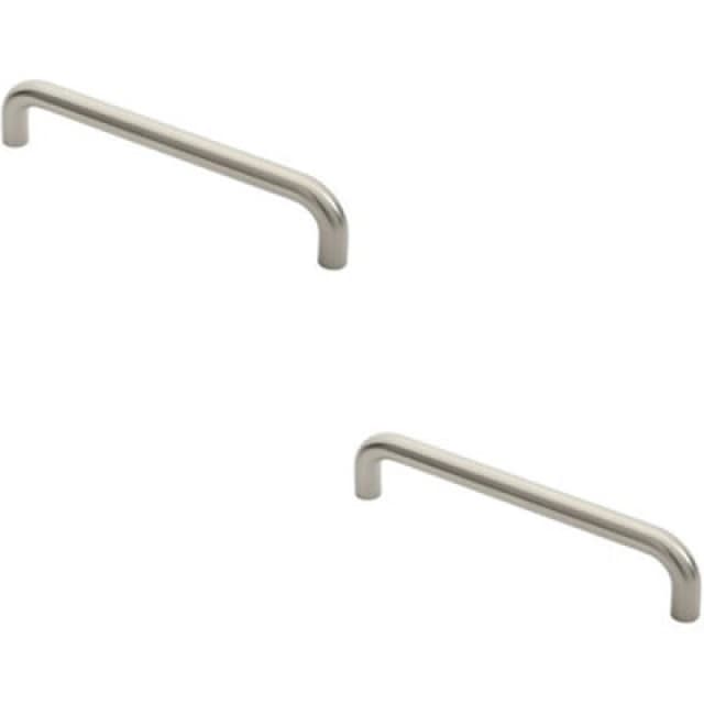 Loops 2x Round D Bar Pull Handle 22mm Dia 300mm Fixing Centres Satin Stainless Steel Metallics unisex