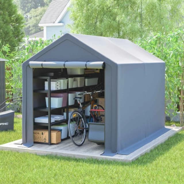 Birchtree 6X10ft Garden Waterproof Anti-Uv Storage Tent Bike Shed Steel Frame Zipper Door