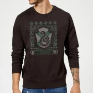 Harry Potter Slytherin Crest Christmas Sweatshirt - Black