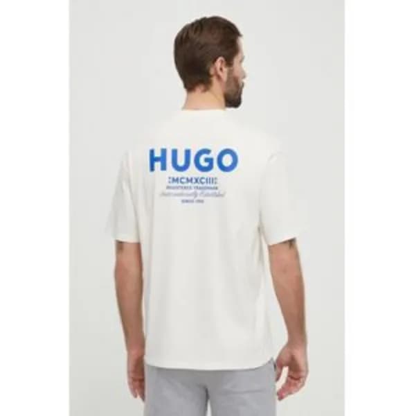 HUGO Blue Nalono Cotton T-Shirt - XL White Tops male 50509776-121 XL