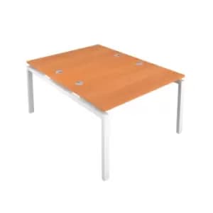 Telescopic Sliding 8 Person Beech Bench with Cable Port - 1200 X 800 - White Frame