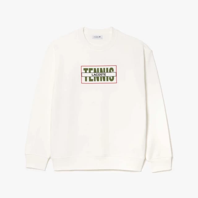 Lacoste Oversized Tennis Print Fleece Jogger Sweatshirt - Cream Cream 8