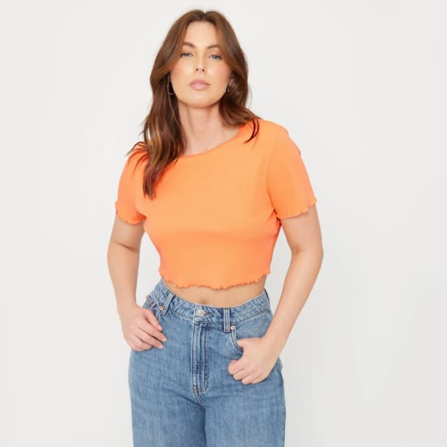 Be You You Crop Rib Tee - Orange Orange 8