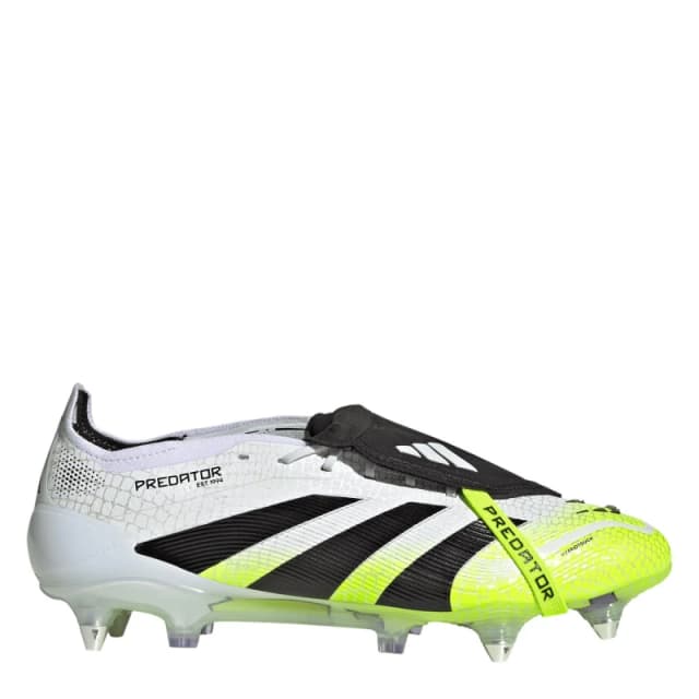 adidas Predator Elite Fold-Over Tongue Adults Soft Ground Football Boots White/Blk/Lemon male 6 (39.3)