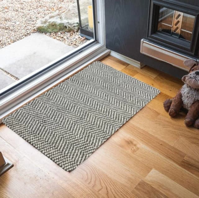 Non Slip Herringbone Design Dirt Trapper Door Mats Silver 50X80 Cm