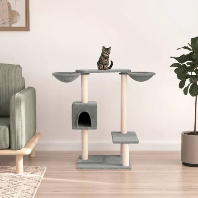 vidaXL Cat Tree w/ Scratching Posts Light Grey 82cm, Grey 171760