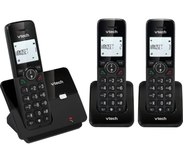 VTECH CS2002 Cordless Phone - Triple Handsets, Black 4897027125733
