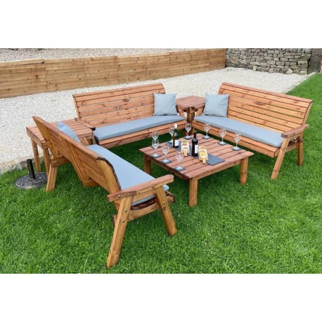 Charles Taylor Nine Seater Deluxe Garden Furniture Set - L240xW284xH98cm - Grey in Brown Brown Unisex