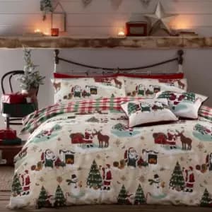 furn. Jolly Santa Christmas Duvet Cover Set Multi Super King - Multicolour