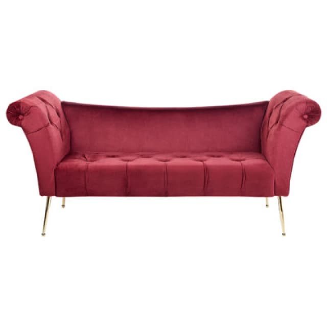 Beliani Chaise Longue Nantilly Velvet Dark Red