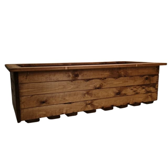 Samuel Alexander Hand Made 108cm x 41cm Rustic Wooden Large Garden Trough / Flower Bed Planter Brown