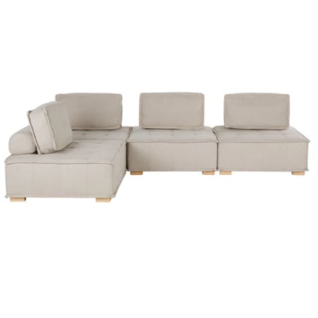 Beliani Modular Corner Sofa 4 Seater Tibro Fabric Light Beige Right Hand