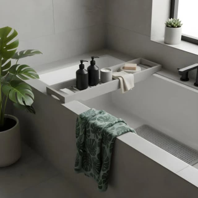 OHS OHS Wooden Natural Bamboo Bath Rack in Dark Grey Dark Grey One Size Unisex 5027434160099