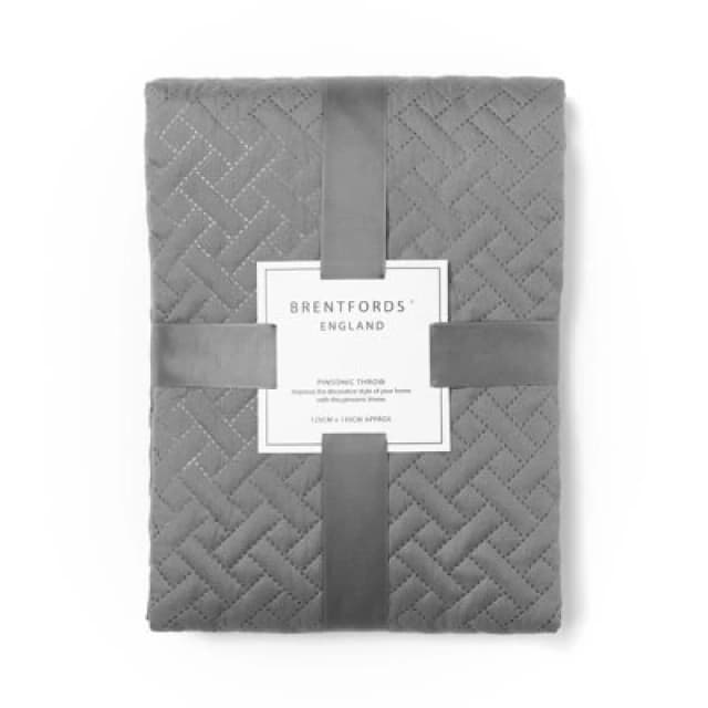 OHS OHS Geo Pinsonic Throw Blanket Quilted Bedspread in Dark Grey Size: 150cm x 200cm Dark Grey 150cm x 200cm Unisex 5027434134786