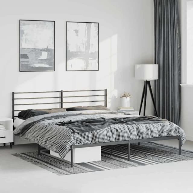 VIDAXL Metal Bed Frame without Mattress with Headboard Black 183x213cm Vidaxl 352324