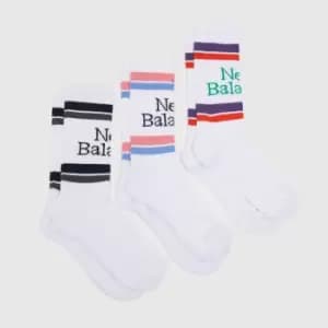 New Balance White Big Logo Knit Socks 3 Pack