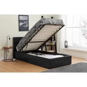 Birlea Berlin Ottoman Storage Bed Black Faux Leather 3ft Single 90cm