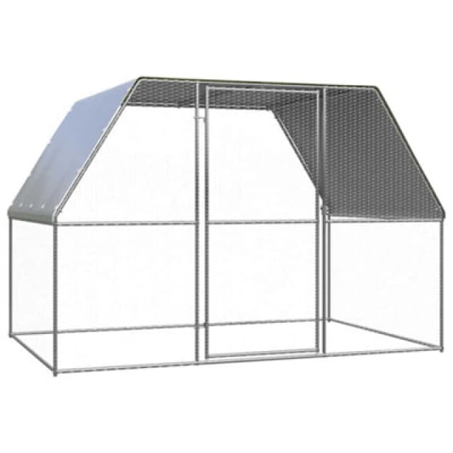 vidaXL Chicken Cage Silver and Grey 3x2x2 m Galvanised Steel, Silver 155889