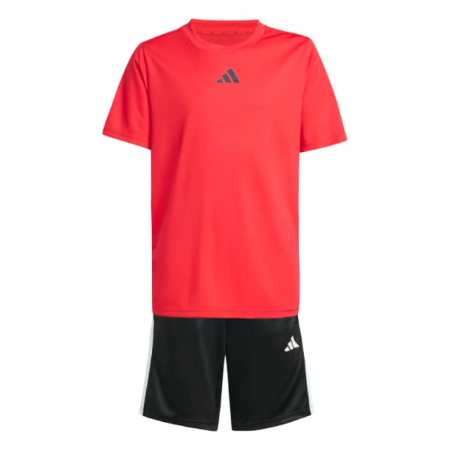 adidas Train Essentials 3-Stripes T-Shirt Set Juniors - Red Red 11 - 12 Years