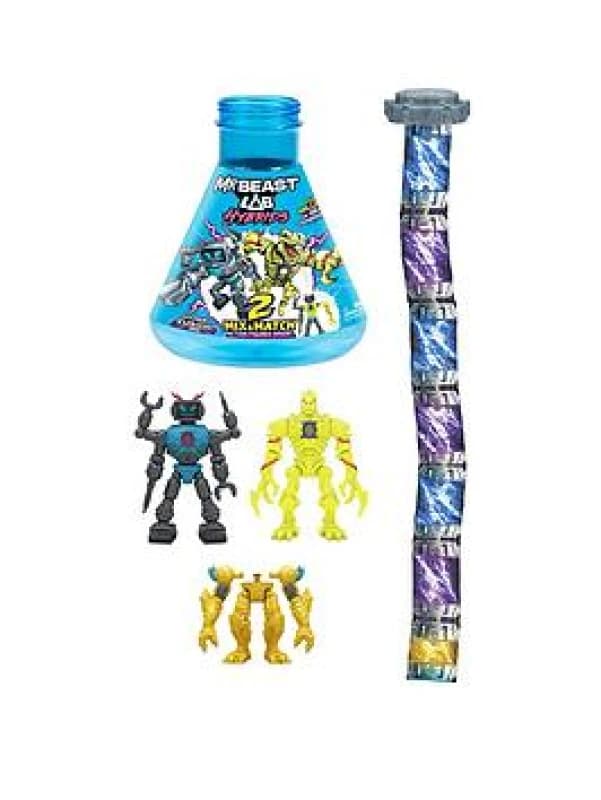 MrBeast Lab Hybrids Multi Pack Reveal Different Hybrid Parts To Create 2 Mix and Match Action Figures Plus Parts Of The Golden Panther Dragon Fuse