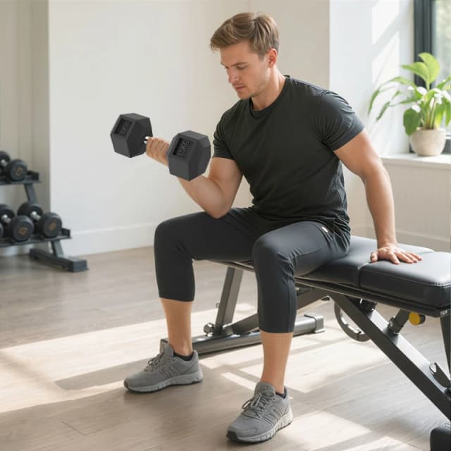 HOMCOM 15KG Single Rubber Hex Dumbbell Portable Hand Weights for Home Gym Black unisex