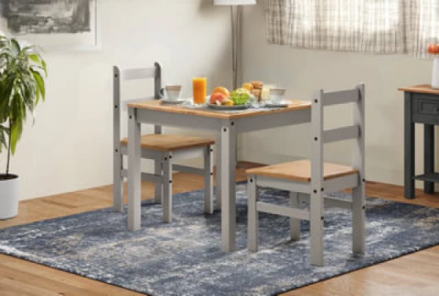 MERCERS FURNITURE Corona Grey Wax Rio Dining Table & 2 Chairs 5060765290349