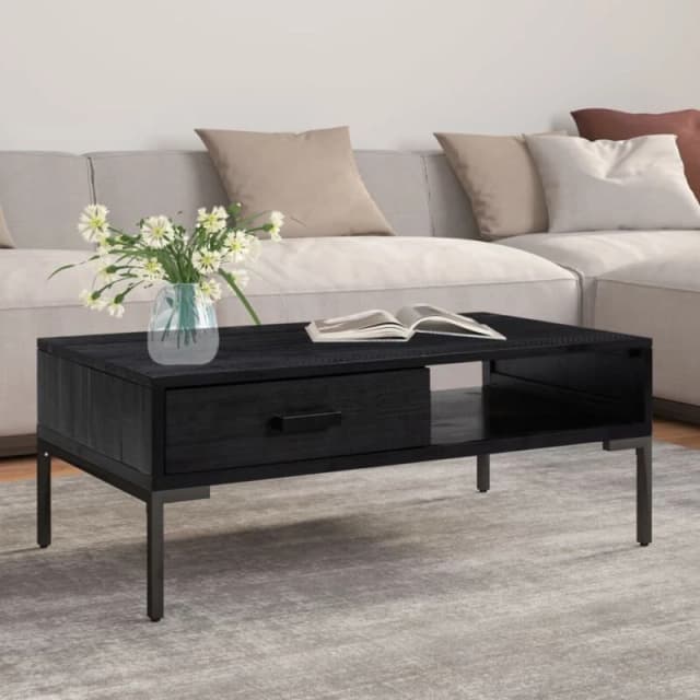 vidaXL Coffee Table Black 90x50x35cm Solid Pinewood, Black 349930
