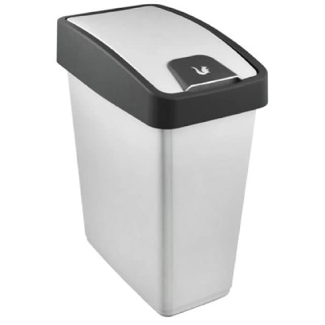 Keeeper Premium Waste Bin With Flip Lid 25 Litre - Silver