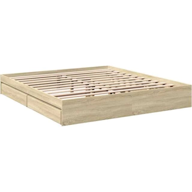 VIDAXL Bed Frame with Drawers without Mattress Sonoma Oak 180x200cm Super King Vidaxl 3280638