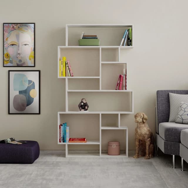 DECORTIE Decortie - Karmato Modern Bookcase Display Unit - Ancient White - Ancient White M.KT.02.13150.11