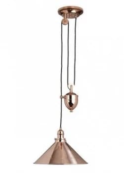 1 Light Rise & Fall Dome Ceiling Pendant Polished Copper, E27