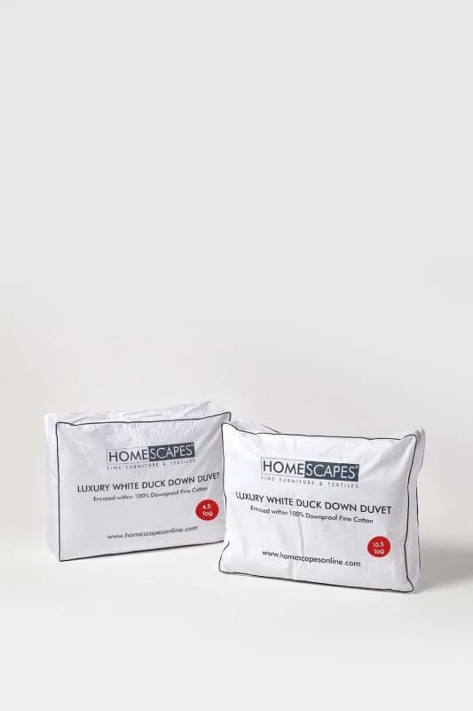 Homescapes Luxury White Duck Down 15 Tog All Seasons Duvet, Single