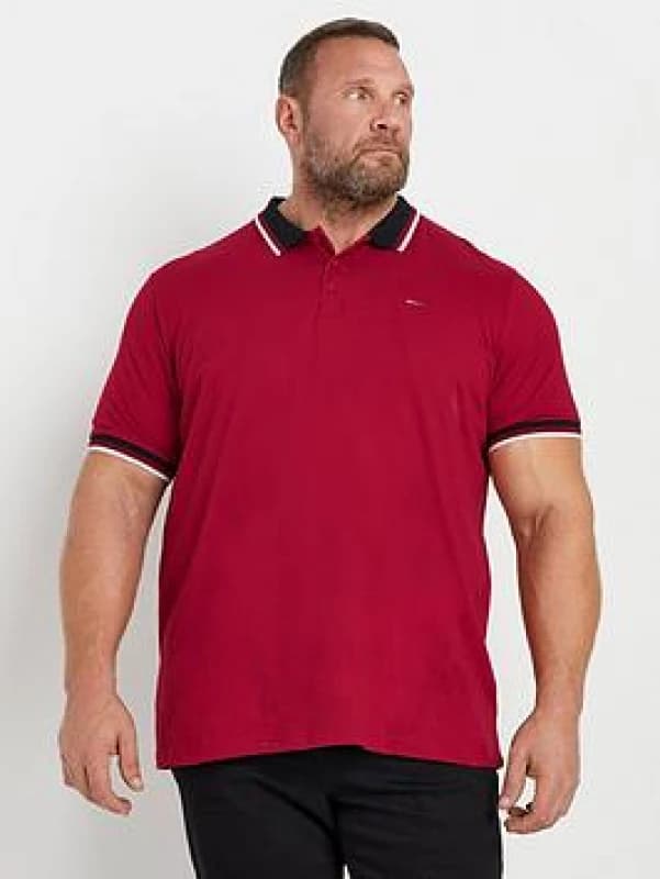 BadRhino BadRhino Men Tipped Polo Shirt in Red Size: 5-6X-Large Red 5-6XL Male 5063111857760