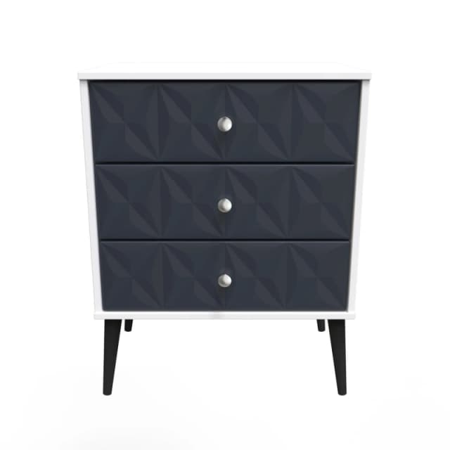Toledo 3 Drawer Midi Sideboard In Indigo Matt & White (Ready Assembled)