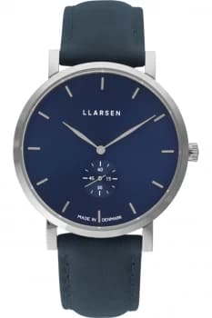 Llarsen 143SDS3-SOCEAN20 Mens Nikolaj Ocean Leather Strap Wristw Colour - Silver Tone