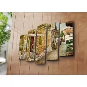 5PAT-35 Multicolor Decorative Canvas Painting (5 Pieces)