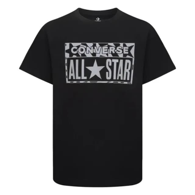 Converse Logo Print T-Shirt in Cotton Mix with Short Sleeves Black Baby 8/10Y (126 to 138CM);10/12Y (138 to 150CM)