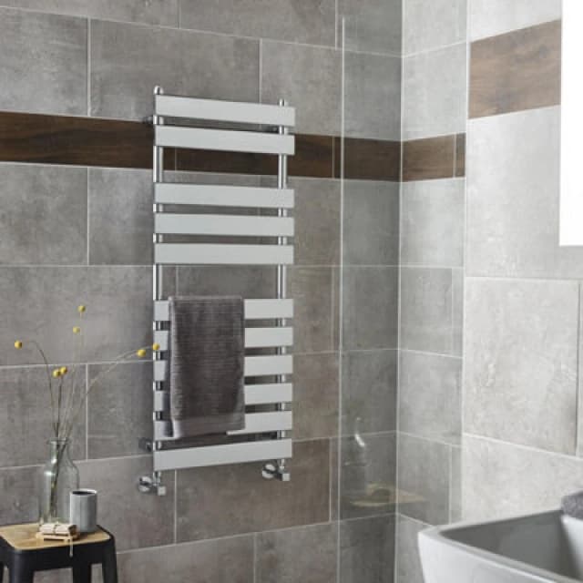 HUDSON REED Nuie Piazza Flat Panel Heated Towel Rail 1200mm H x 500mm W - Chrome HL396