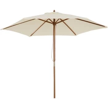 2.5m Wood Wooden Garden Parasol Sun Shade Patio Outdoor Umbrella Canopy New(Beige) - Outsunny