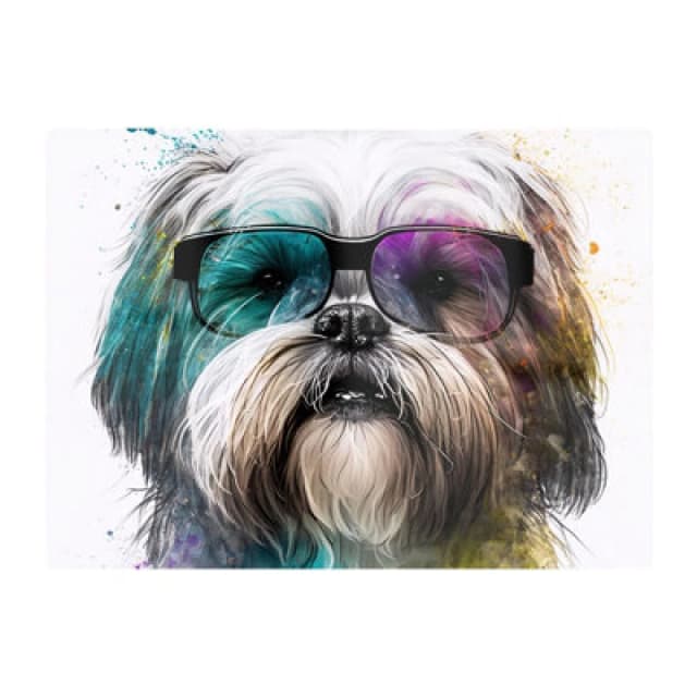Warren Reed Designer Lhasa Apso Face Glasses Splashart Chopping Board