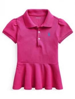 Ralph Lauren Baby Girls Peplum Hem Polo Shirt - Pink, Size 12 Months